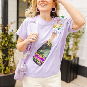 Queen of Sparkles Mardi Pardi (Mardi Gras) Champagne Tee – XS